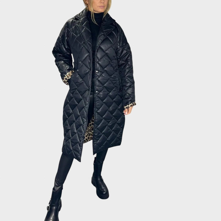 Ofira – Abrigo reversible con forro de estampado de leopardo