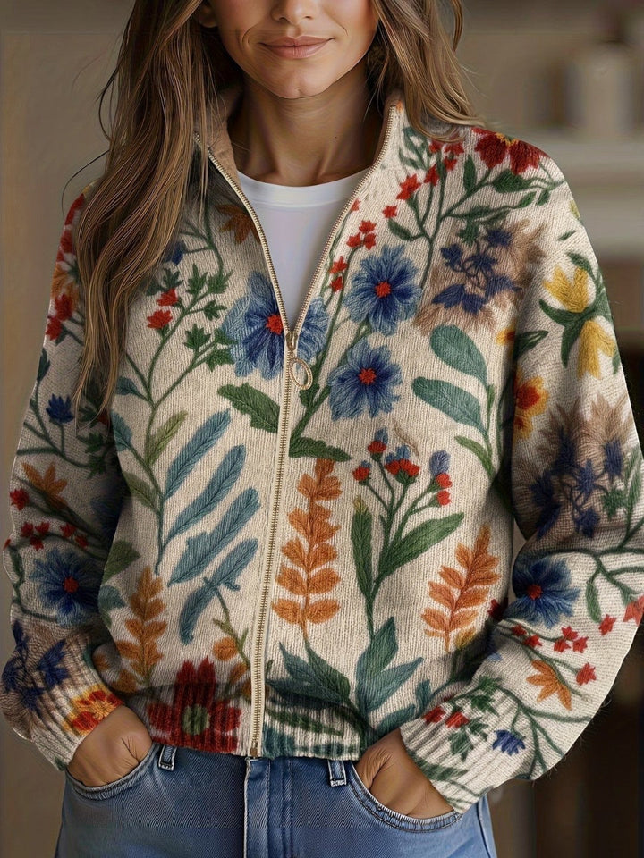 Esperanza | Cárdigan de punto con patrón floral botánico