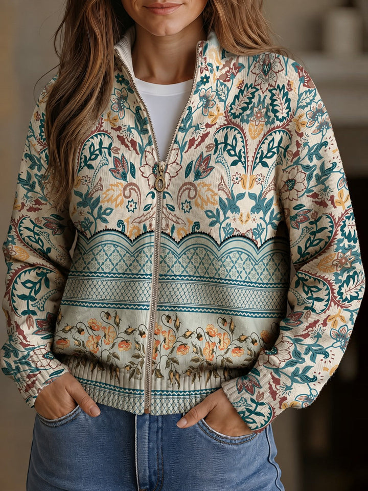 Blanca | Cárdigan de punto con borde floral