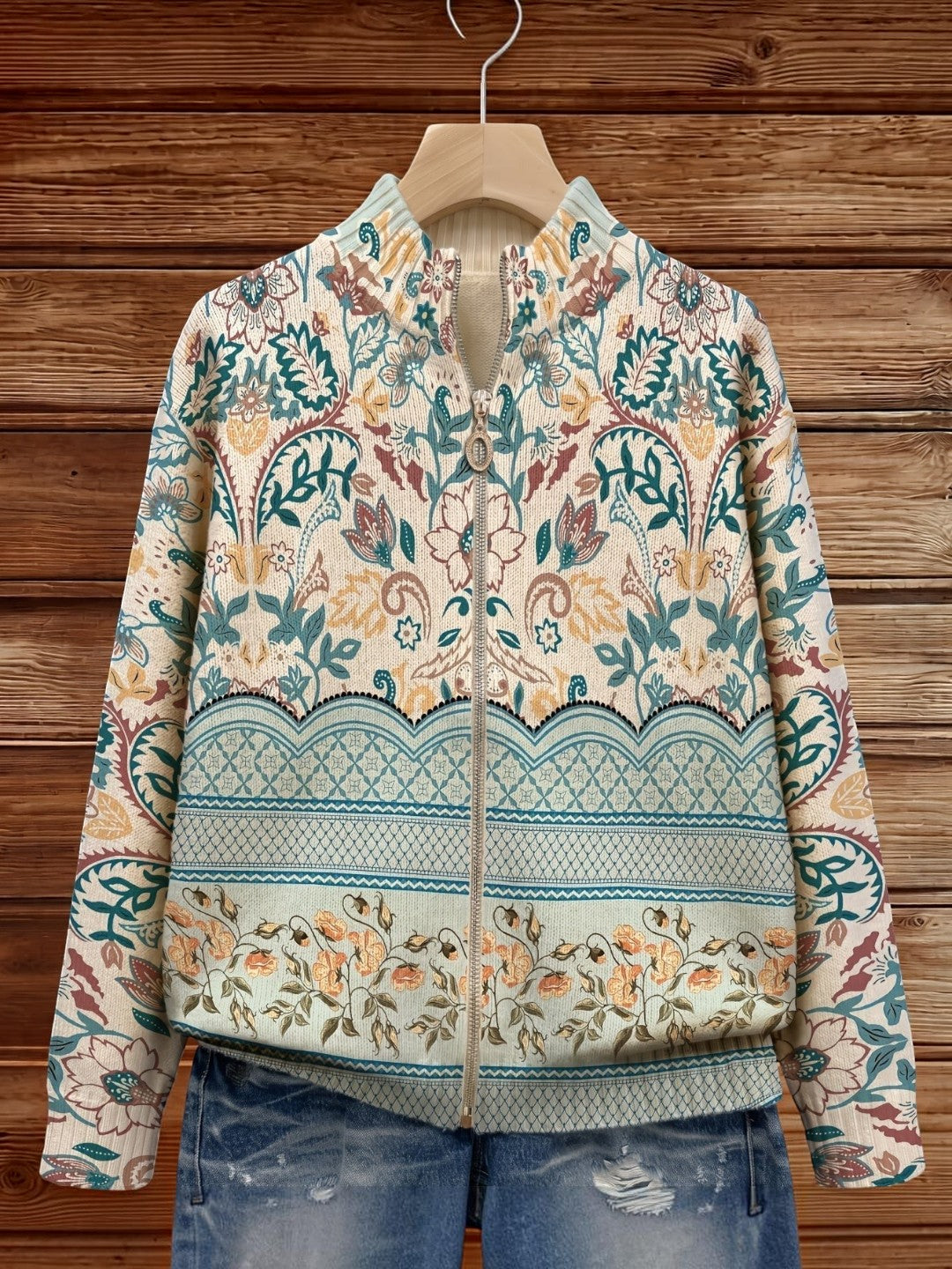 Blanca | Cárdigan de punto con borde floral