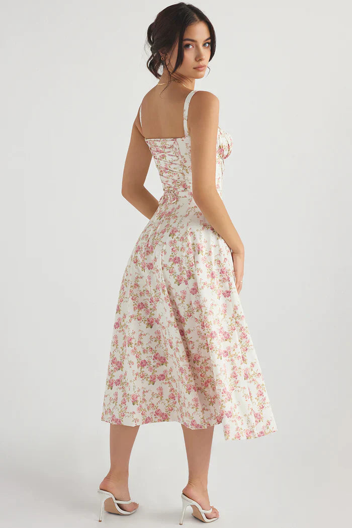 AURORA - VESTIDO MIDI CON CORSÉ Y CORDONES