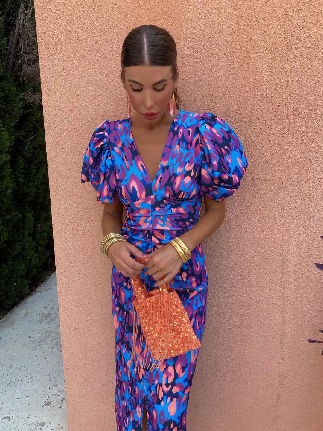 Carla | Vestido Midi de Mangas Abullonadas
