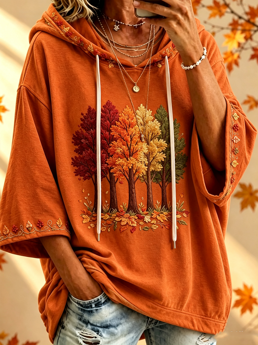 Sudadera con capucha estampada para mujer de otoño