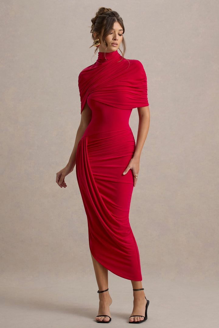 Taylor - Vestido Maxi Asimétrico con Capa Envolvente