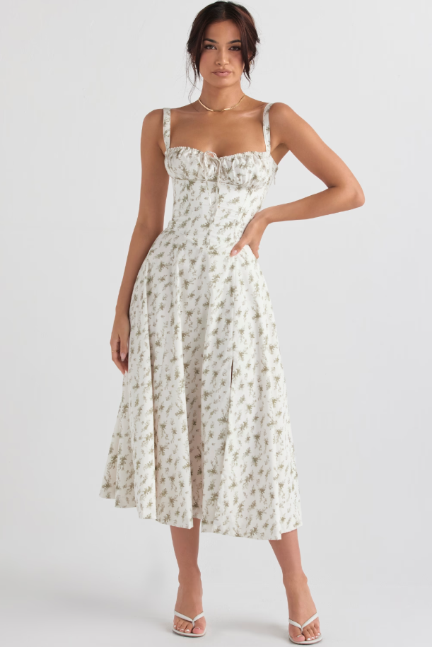 AURORA - VESTIDO MIDI CON CORSÉ Y CORDONES