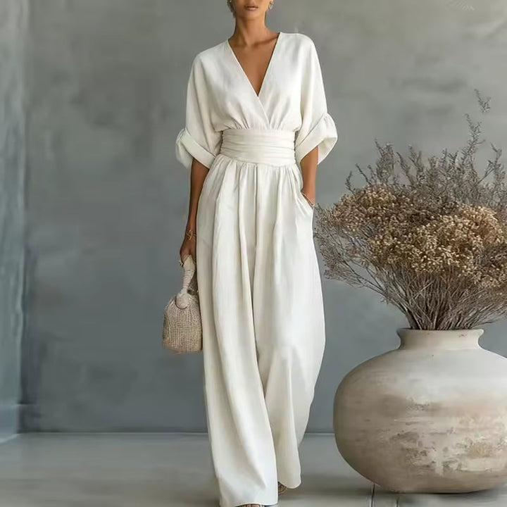 Georgina | Mono elegante de pierna ancha con escote en V pronunciado