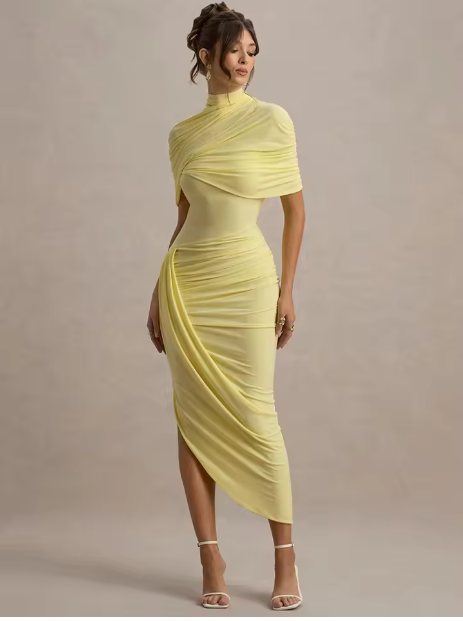 Taylor - Vestido Maxi Asimétrico con Capa Envolvente