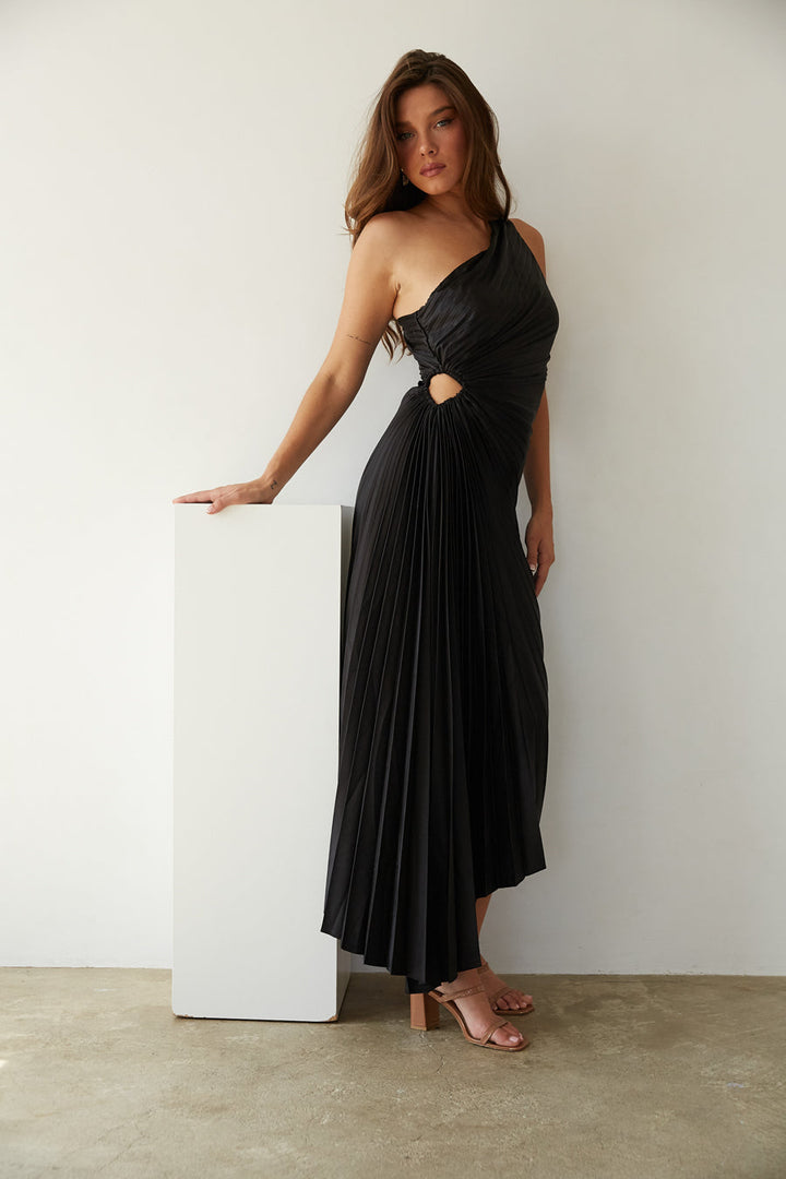 Sylviana - Vestido midi plisado de un solo hombro